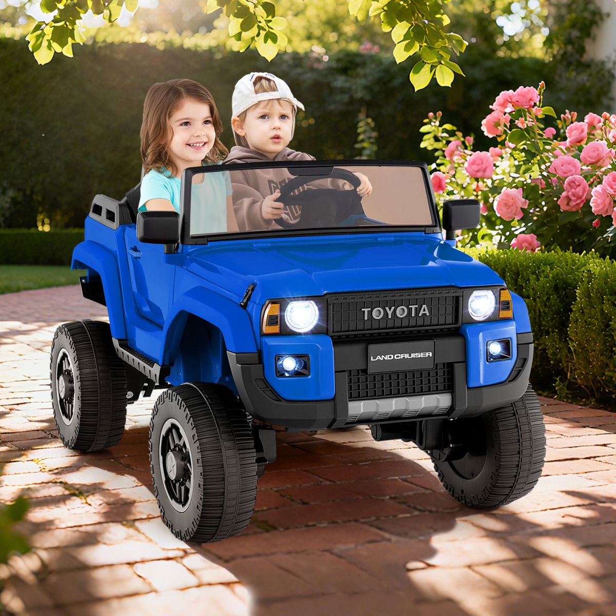 TQ10350US-NY 24V 2 Seater Ride-on Car - 4WD & 2WD Switchable for Kids with Remote for Ages 3 Plus, Navy