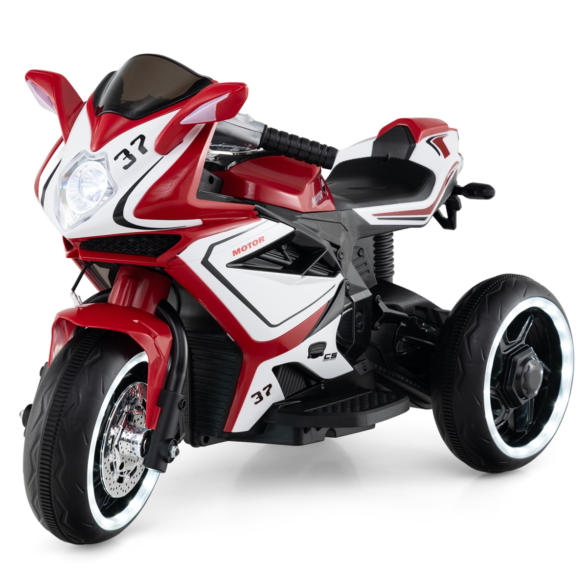 TQ10418US-RE Kids Ride-on Motorcycle 6V Battery Powered Mini Electric Motorbike with LED Lights, Red