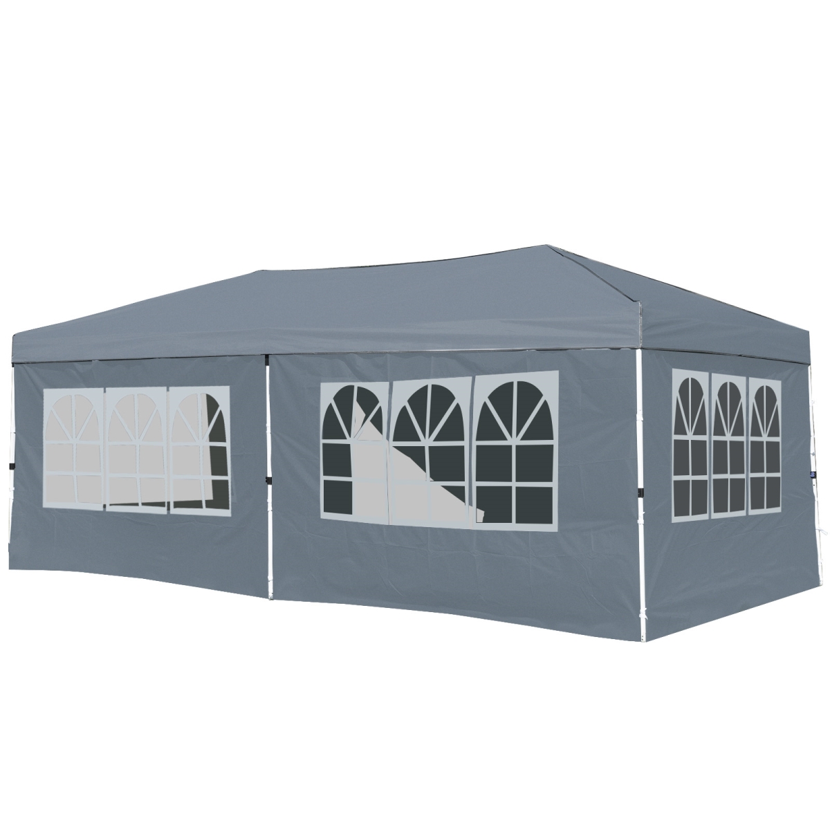 NP12816GR 10 x 20 ft. Pop Up Canopy Tent Instant Setup with 6 Sidewalls, Gray