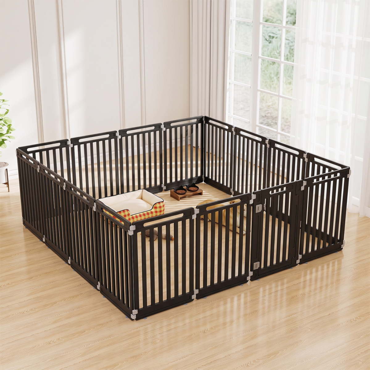 2-PW10197BK-8 31.5 in. Height Indoor Outdoor Dog Playpen with 16 Panels - Black