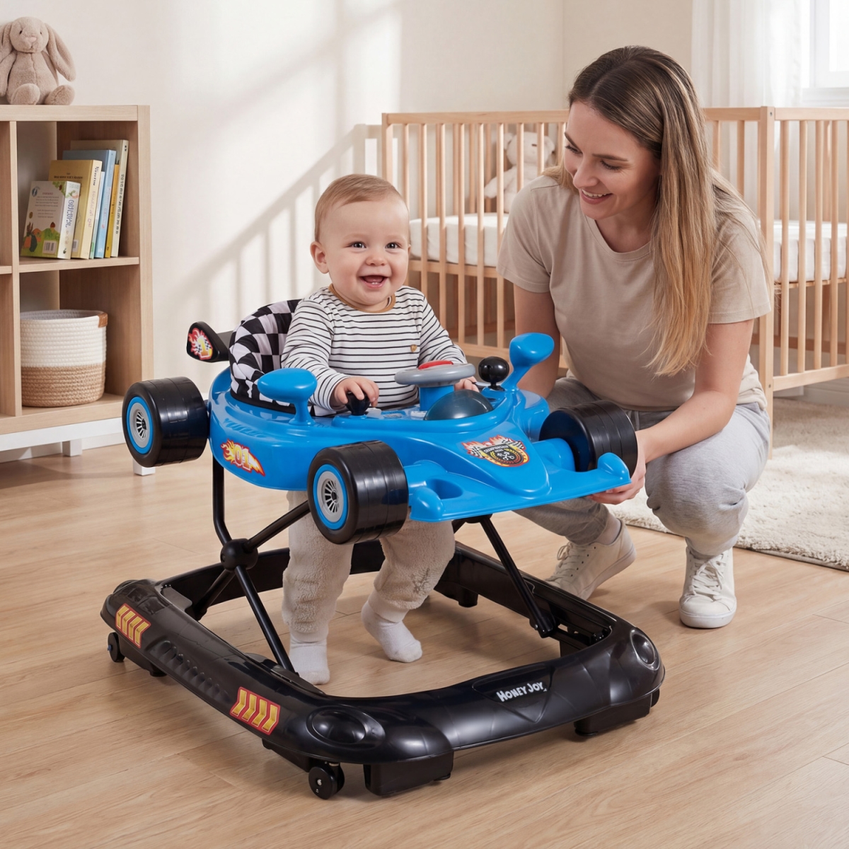 BC10168BL Convertible Baby Walker with 3 Adjustable Height Settings - Blue