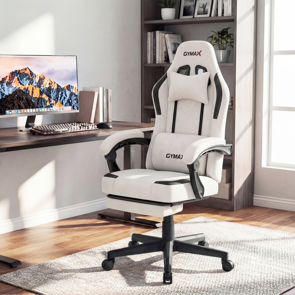 CB11168GR Ergonomic Video Game Chair with Headrest for Home Office - Gray