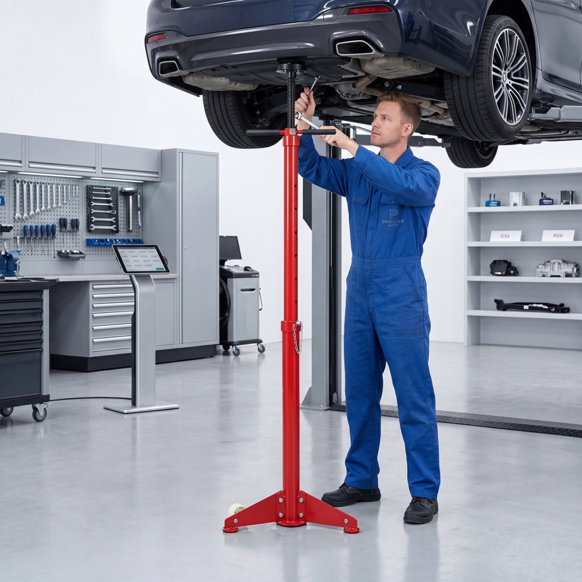 AU10078RE Underhoist Support Stand for Vehicle Components Support - Red