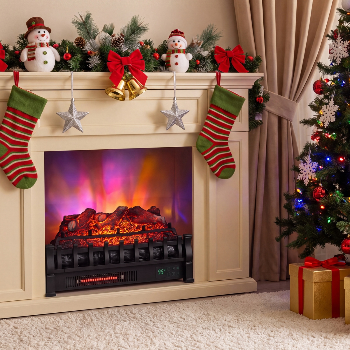 FP11285US-BK 23 in. Wi-Fi Fireplace Insert Lemonwood Set with App & Remote - Black