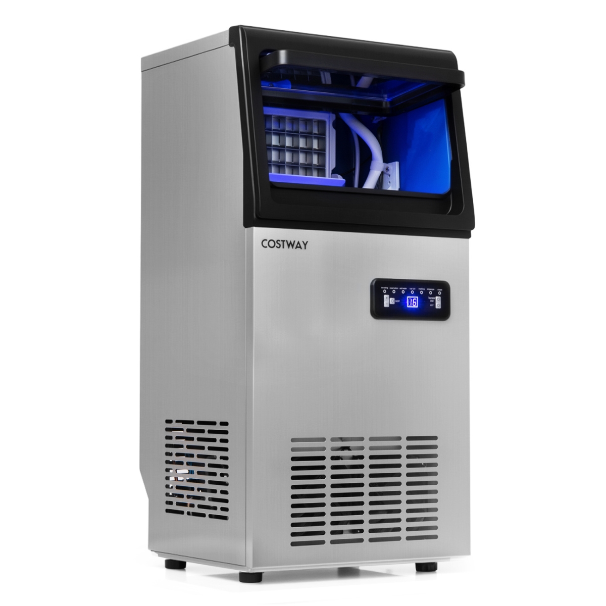 EP25965US Stainless Steel Commercial Ice Maker - 110 lbs-24H - Silver & Black
