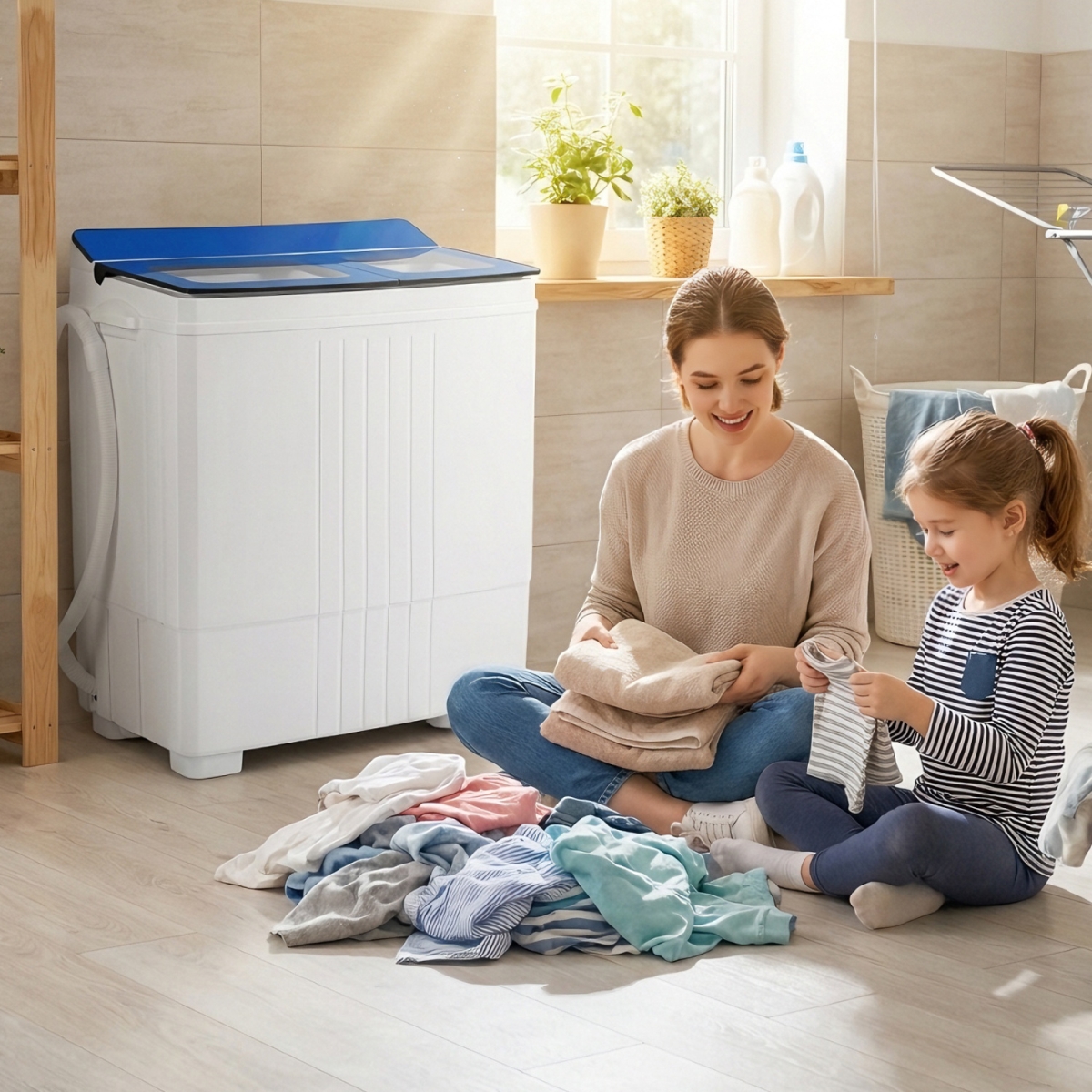 FP11067US-BL Portable Washing Machine with 12 lbs Washer & 8 lbs Spinner Combo for Apartments - Blue