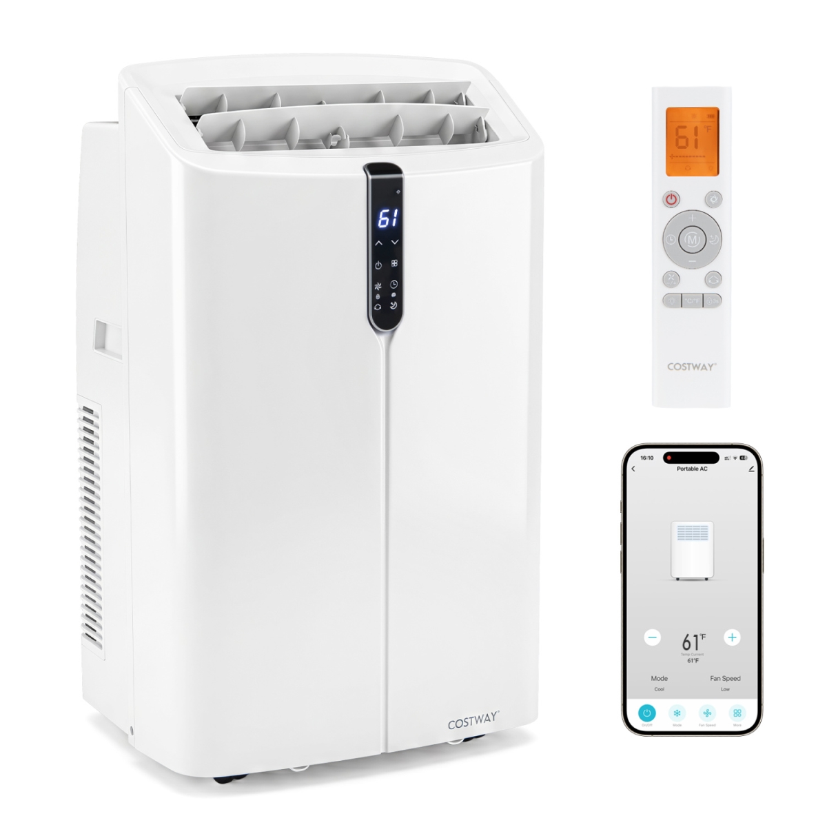 FP11190US-WH 14000 BTU Smart Portable AC with APP Voice Control 47 DB for Rooms 750 Sq. ft. - White