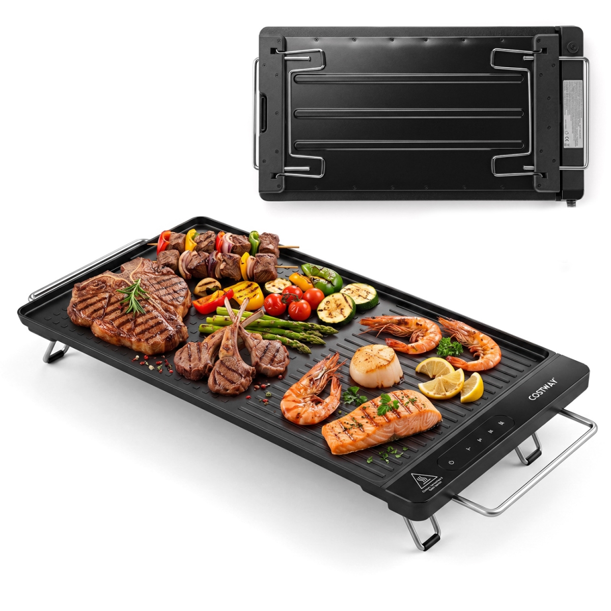 ES10613US-DK 1300W Indoor Electric Grill with Removable Touch Panel - Black