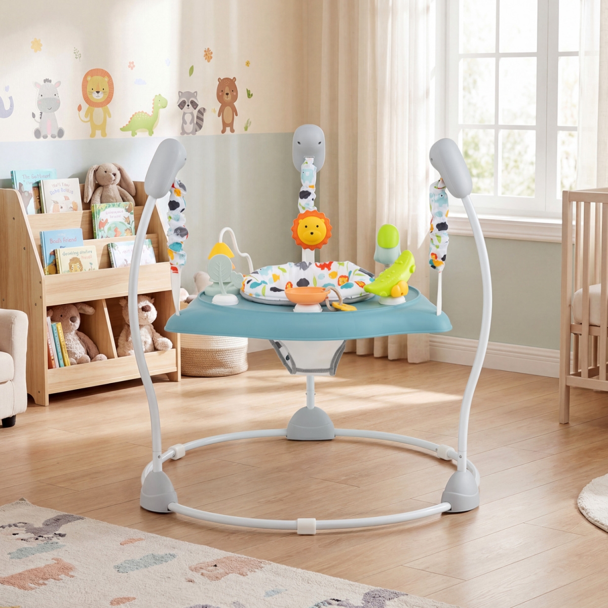 BC10354BL Baby Jump & Play Activity Center with Rotatable Seat & Interactive Toys - Blue