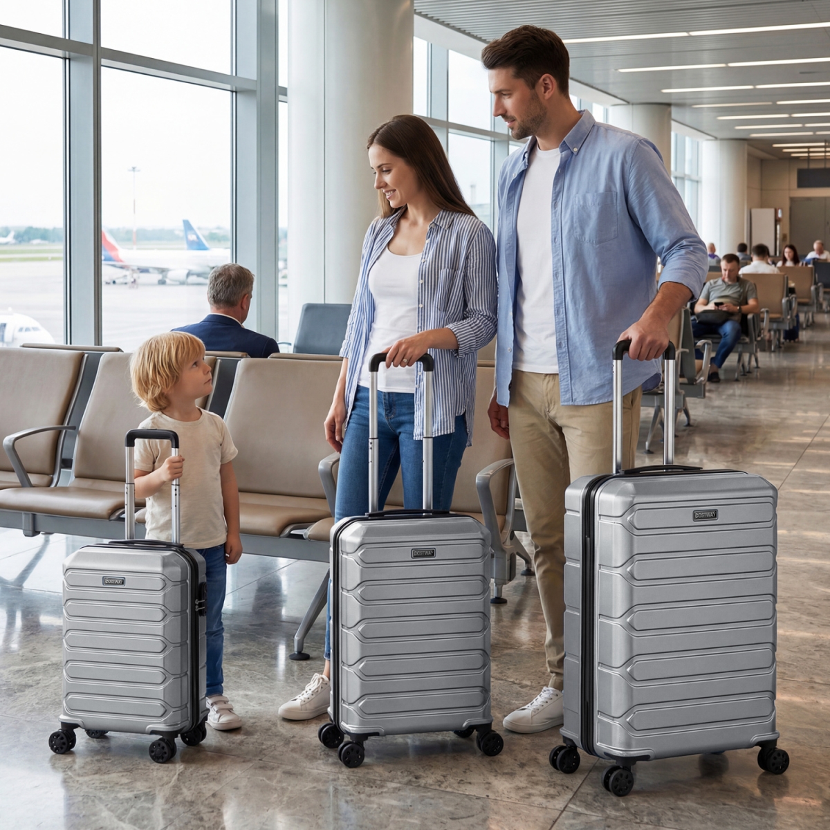 BL10020GR Hardside Luggage Set Lightweight Hardside Suitcases with 8-Spinner Wheels - Gray - 3 Piece