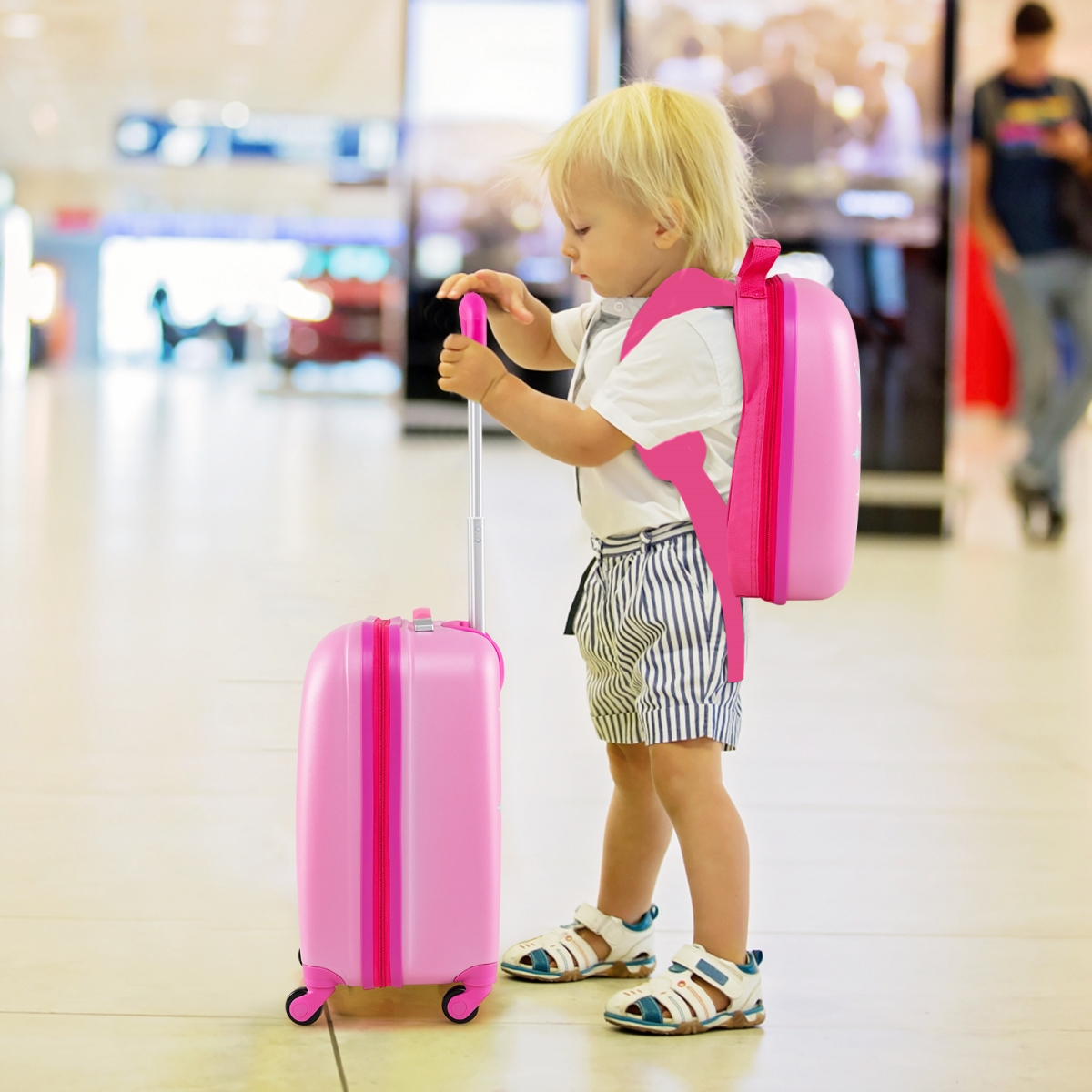 BN10004RO Kids Carry-on Luggage Set with 12 in. Backpack - White - 2 Piece