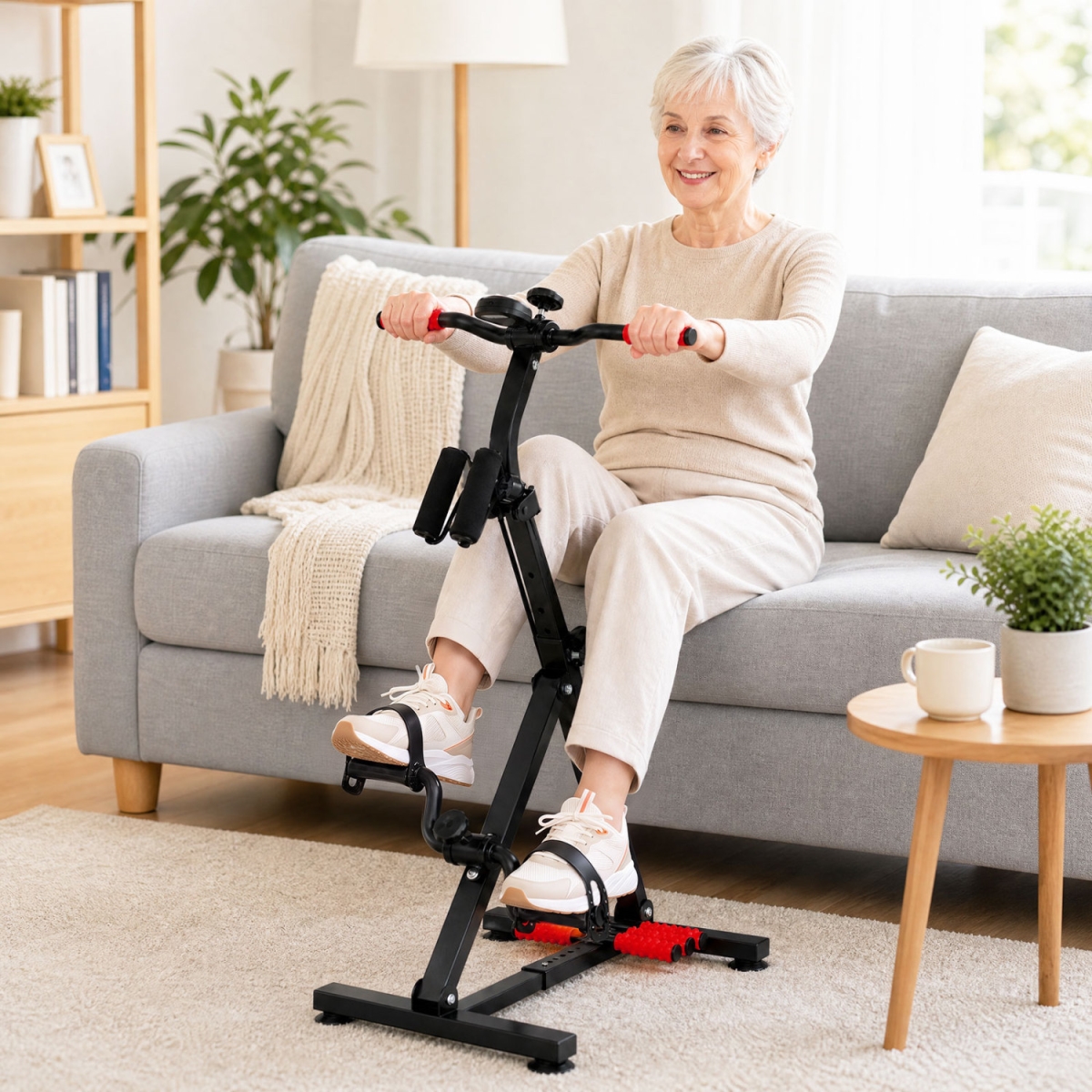 FH10077HH Adjustable LCD Pedal Exercise Bike with Massage - Red