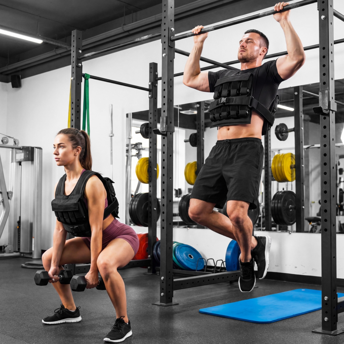 FH10196DK Adjustable Weighted Vest for Men & Women with Removable Iron Weights - 44 lbs - Large