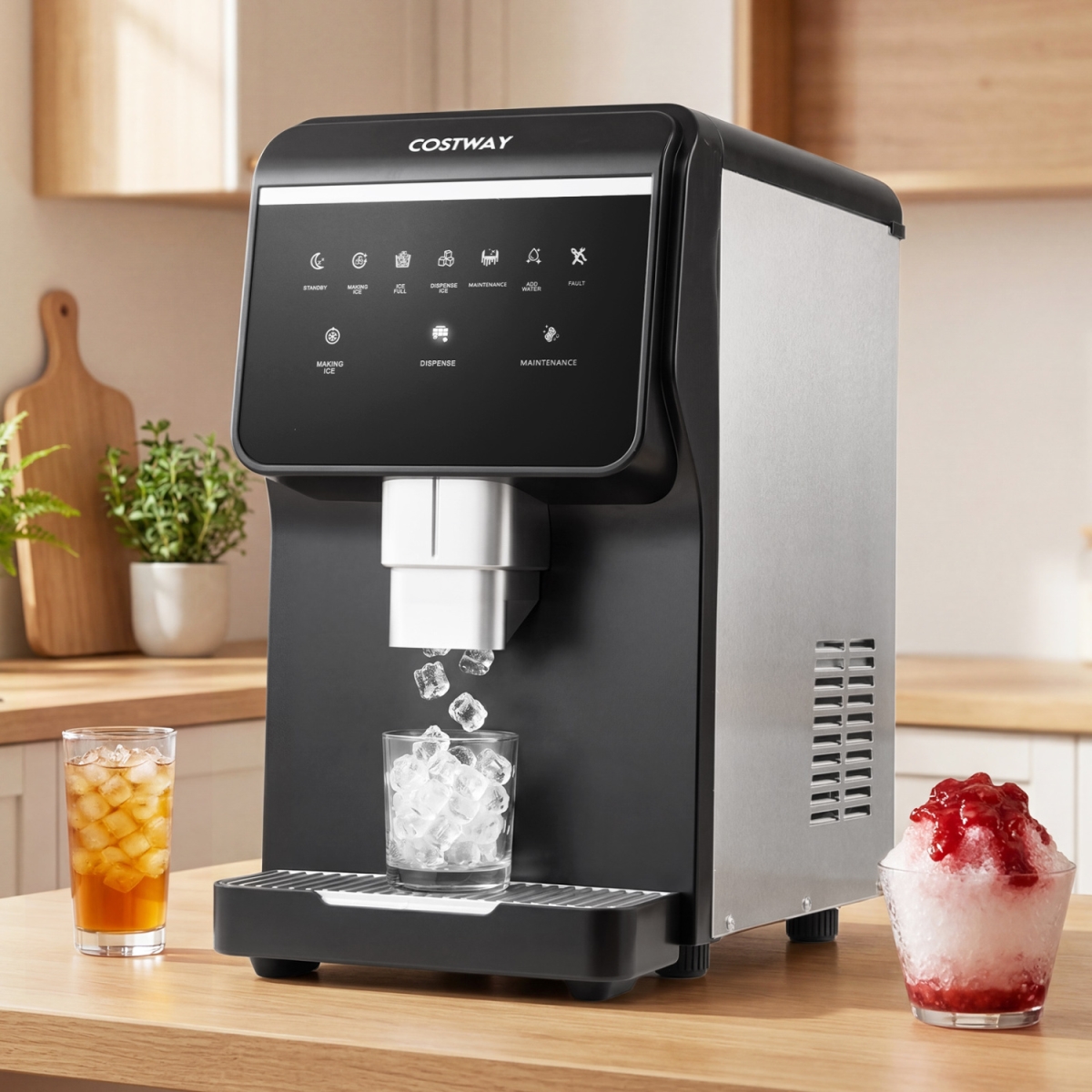 EP25969US Nugget Ice Maker Machine with Self Dispensing - 80 lbs Per Day Chewable Pellet - Black & Silver