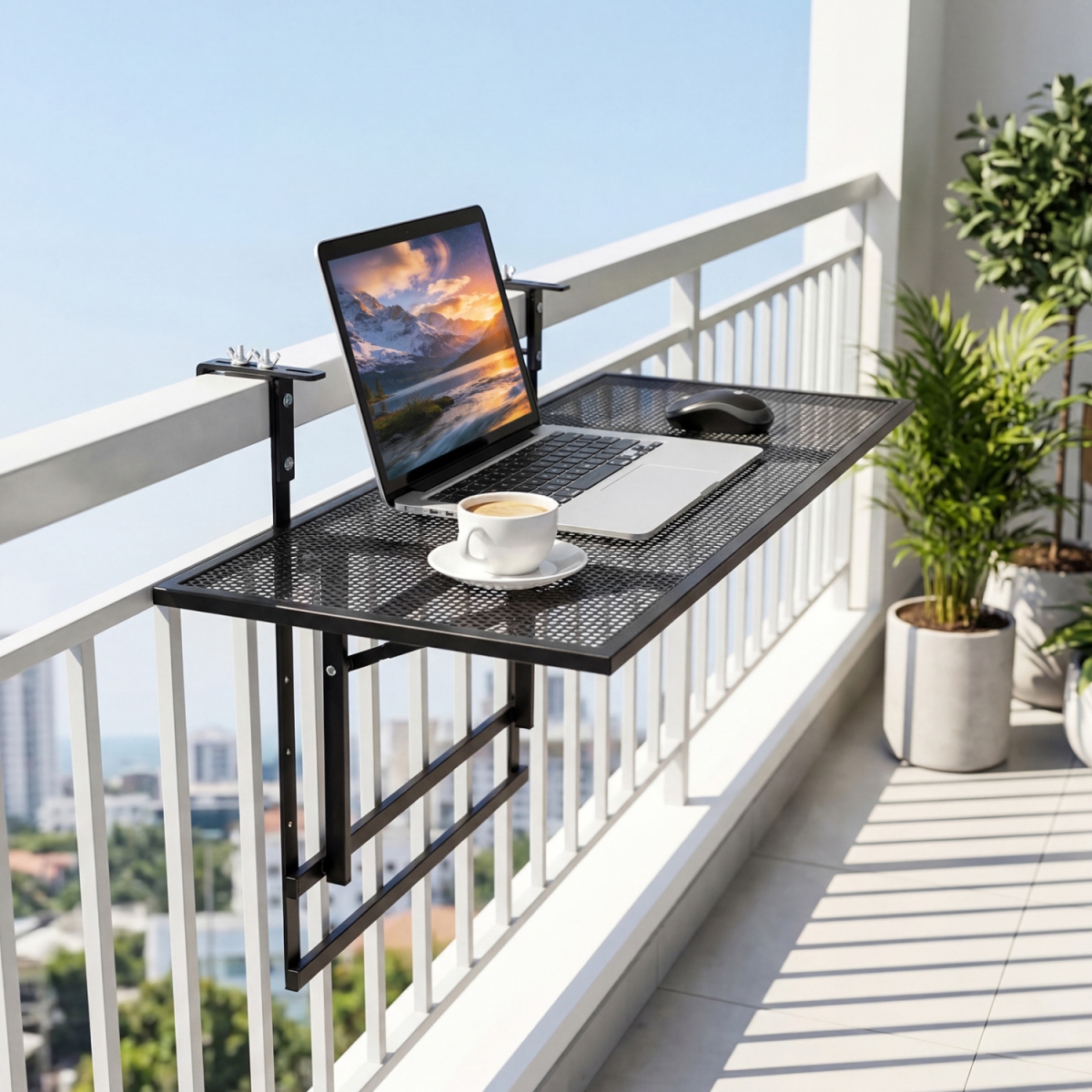 JV14044 31.5 in. Large Metal Folding Bar Table with 5-Position Adjustable Height