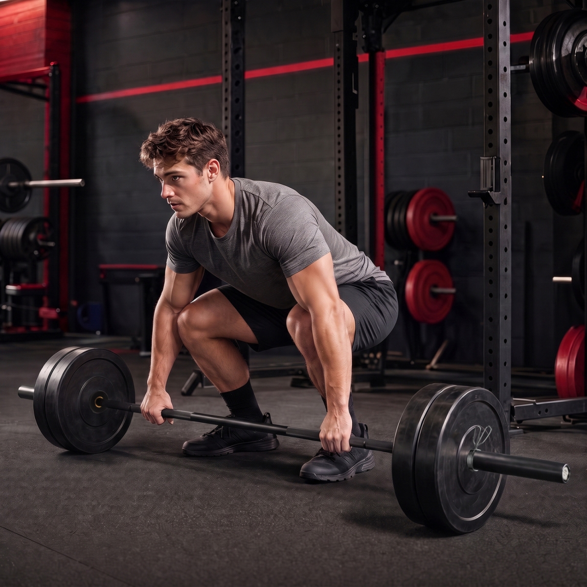 FH10219DK 2000 lbs Weight Lifting 7 ft. Olympic Bar for Olympic Plates for Squats & Home Gym - Black