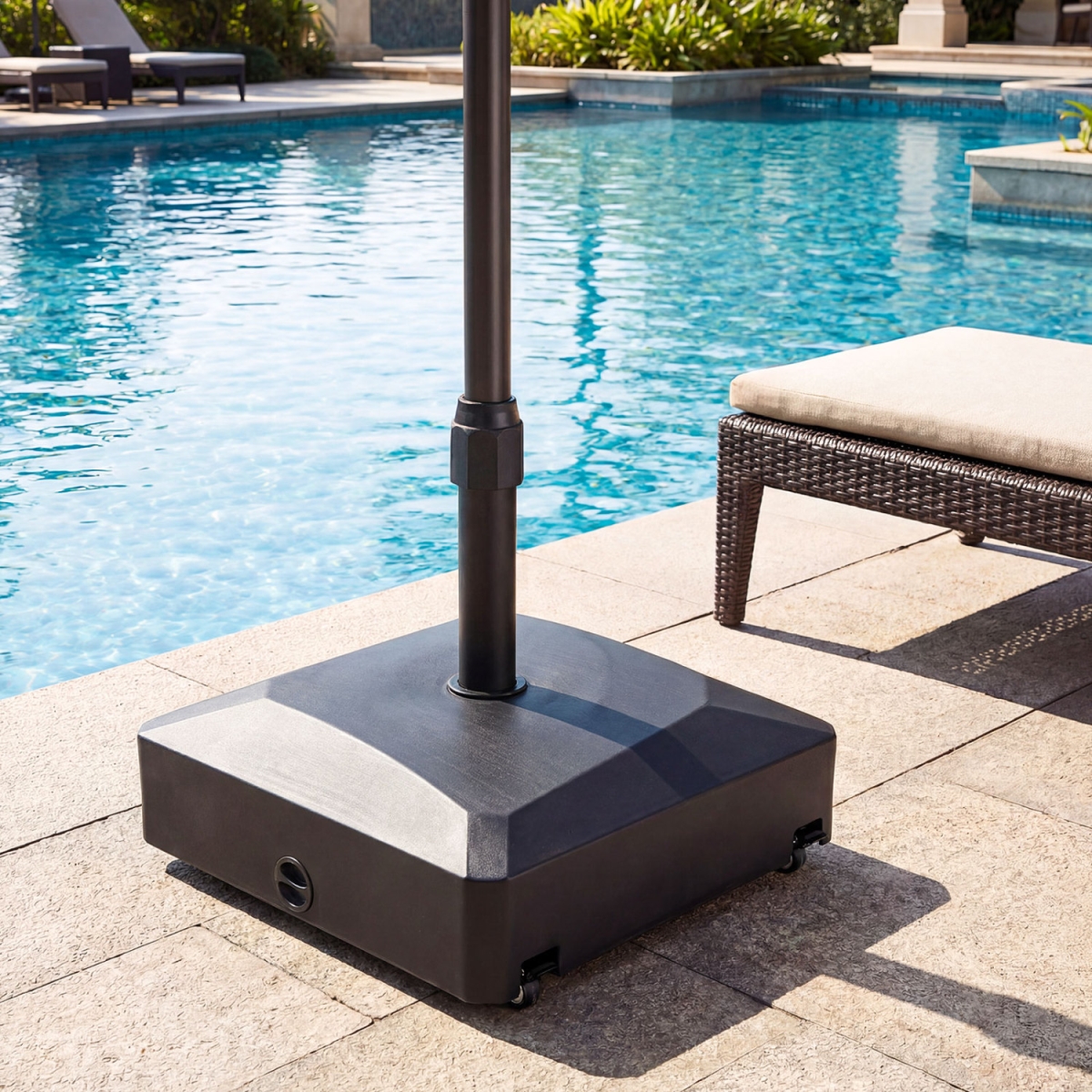 NP13063DK 176 lbs Fillable Mobile Umbrella Base with 4 Wheels & 2 Locks - Black