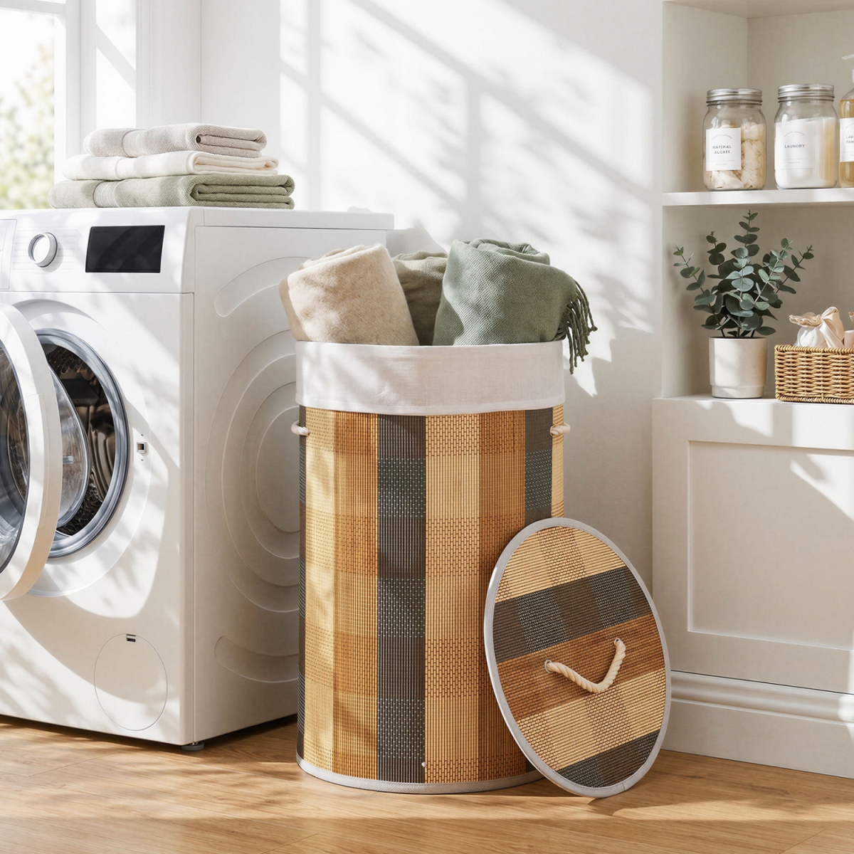 JZ10543CL 13.2 gal Laundry Hamper with Removable & Machine-Washable Liner - Multi Color