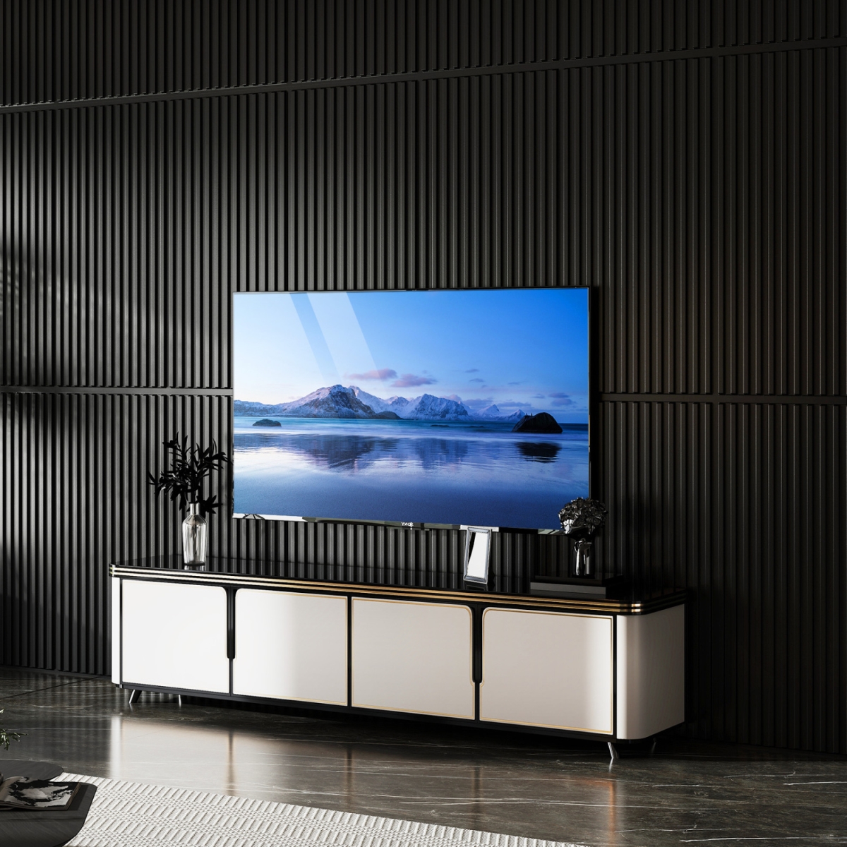 HZ10613DK-24 PVC Slat Wall Panels for Interior Wall Decoration for Living Room & TV Background - Black - Pack of 24