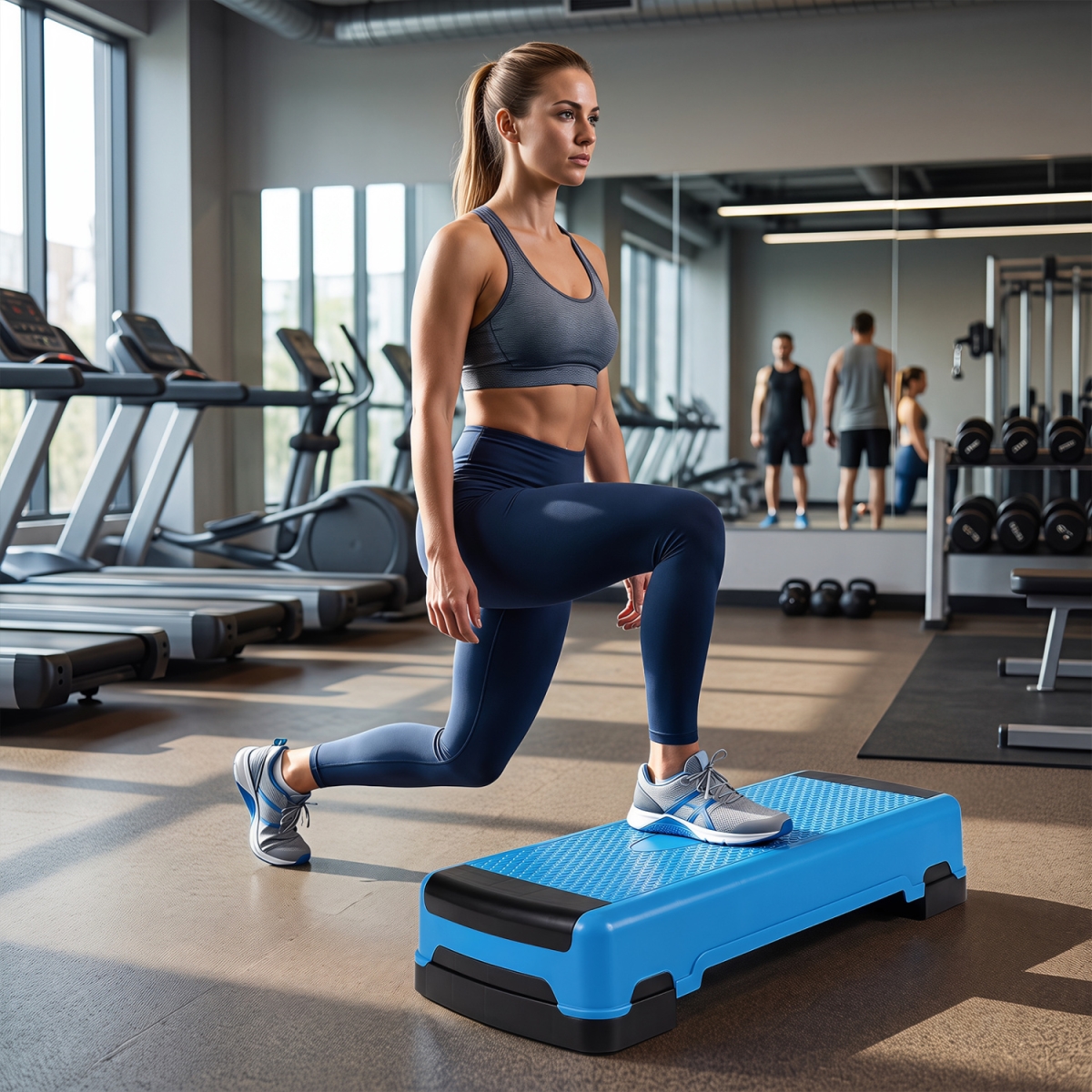 SP35358BL 35 in. Aerobic Cardio Adjustable Exercise Stepper with Risers - Blue