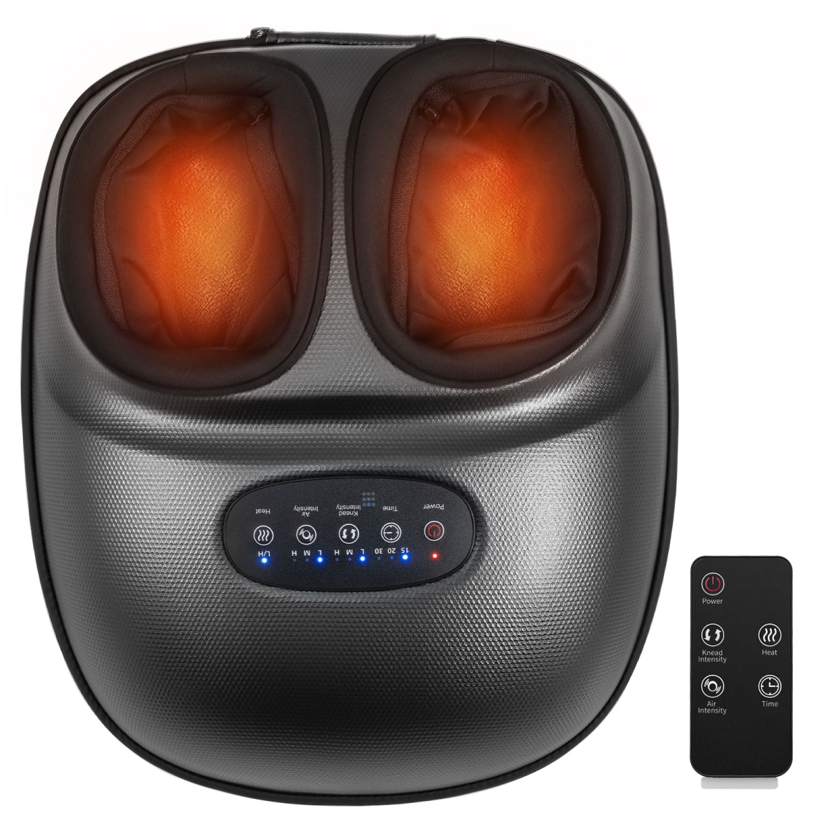 JS10039US-BK Shiatsu Foot Massager Machine with 2-Level Heat & Air Compression - Black