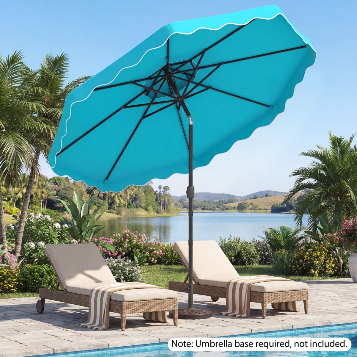 NP13311TU 10 ft. Patio Umbrella with Push Button Tilt & Crank - Turquoise