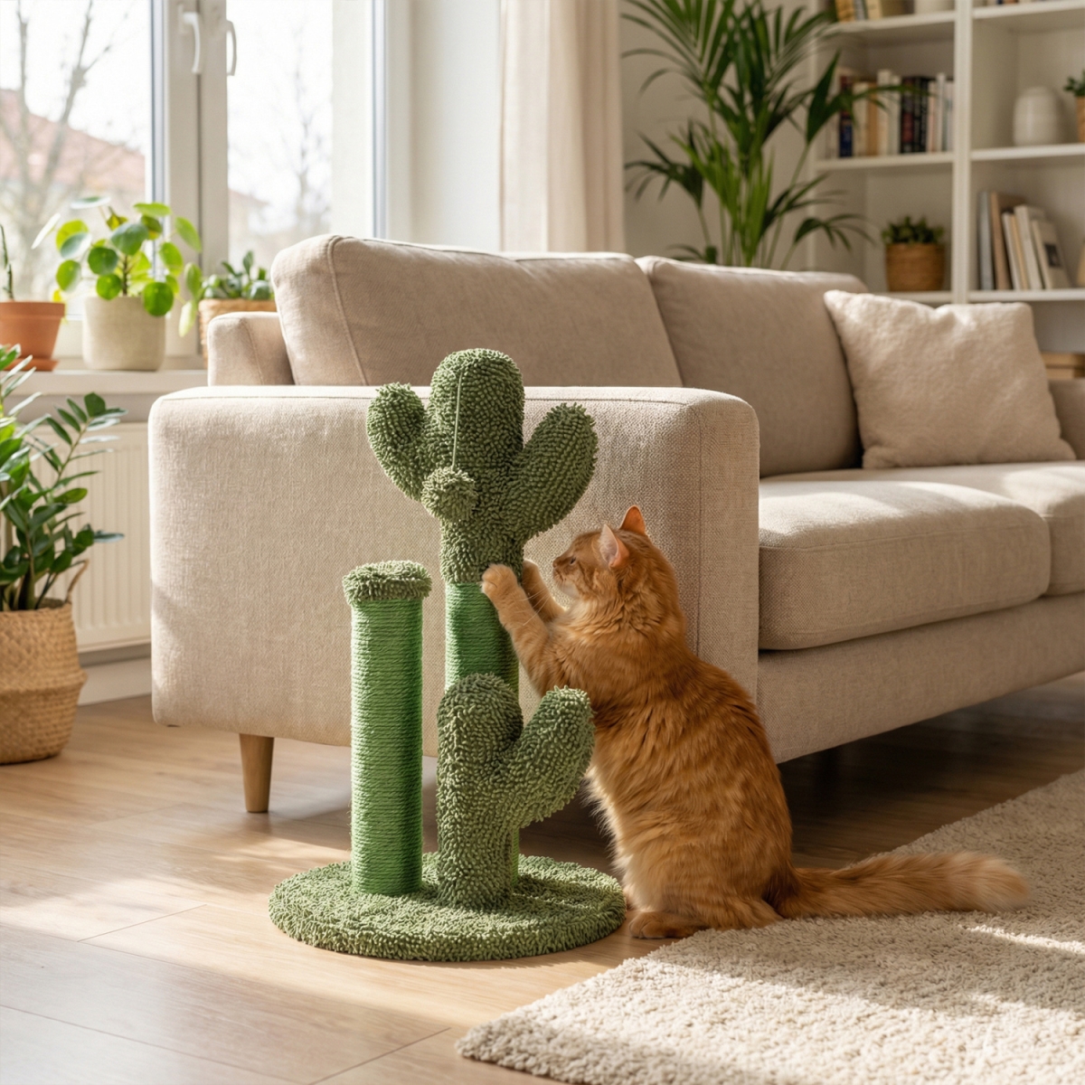 PV10502GN 22 in. Cactus Cat Scratching Post with Natural Sisal Rope - Green