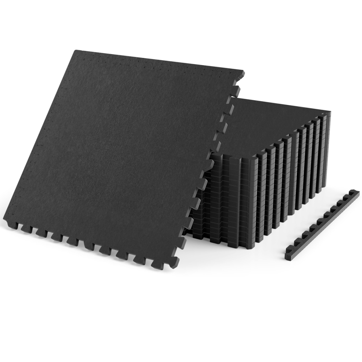HZ10644DK-18 0.55 in. Thick Rubber Top Exercise Mat 70 Sq. ft. with Boarders - Black