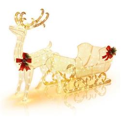 EU10025US 6 ft. Christmas Lighted Reindeer & Santas Sleigh Decoration with 4 Stakes -  Total Tactic