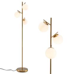 EU10030US-GD 3-Globe Floor Lamp with Foot Switch & Bulb Bases, Gold