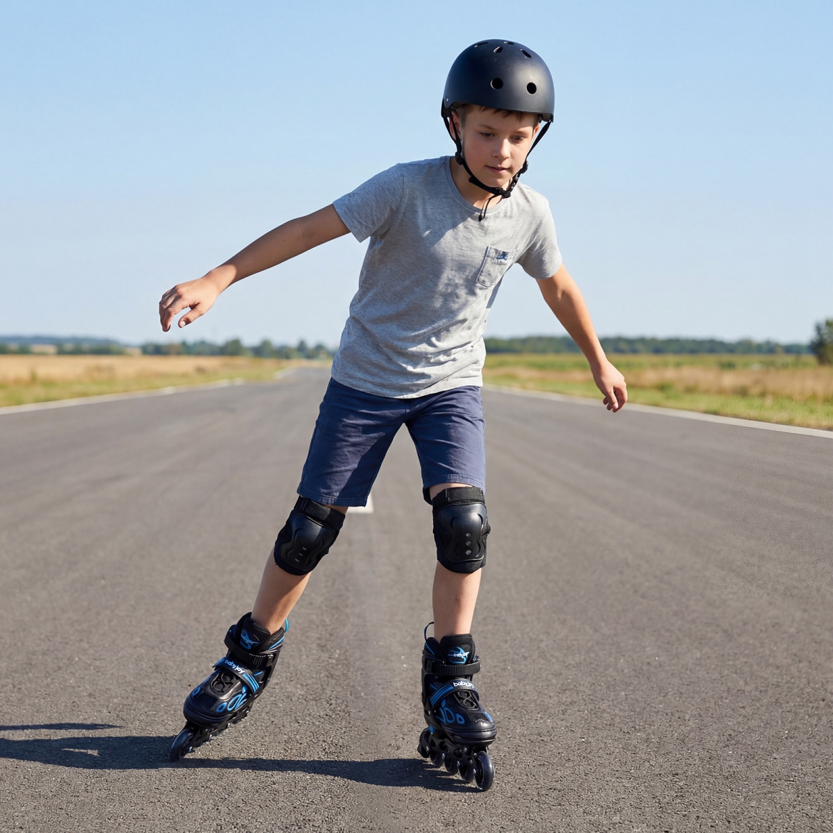 TS10383NY Kids Incline Skates 4 Sizes Adjustable Blade Roller - Blue