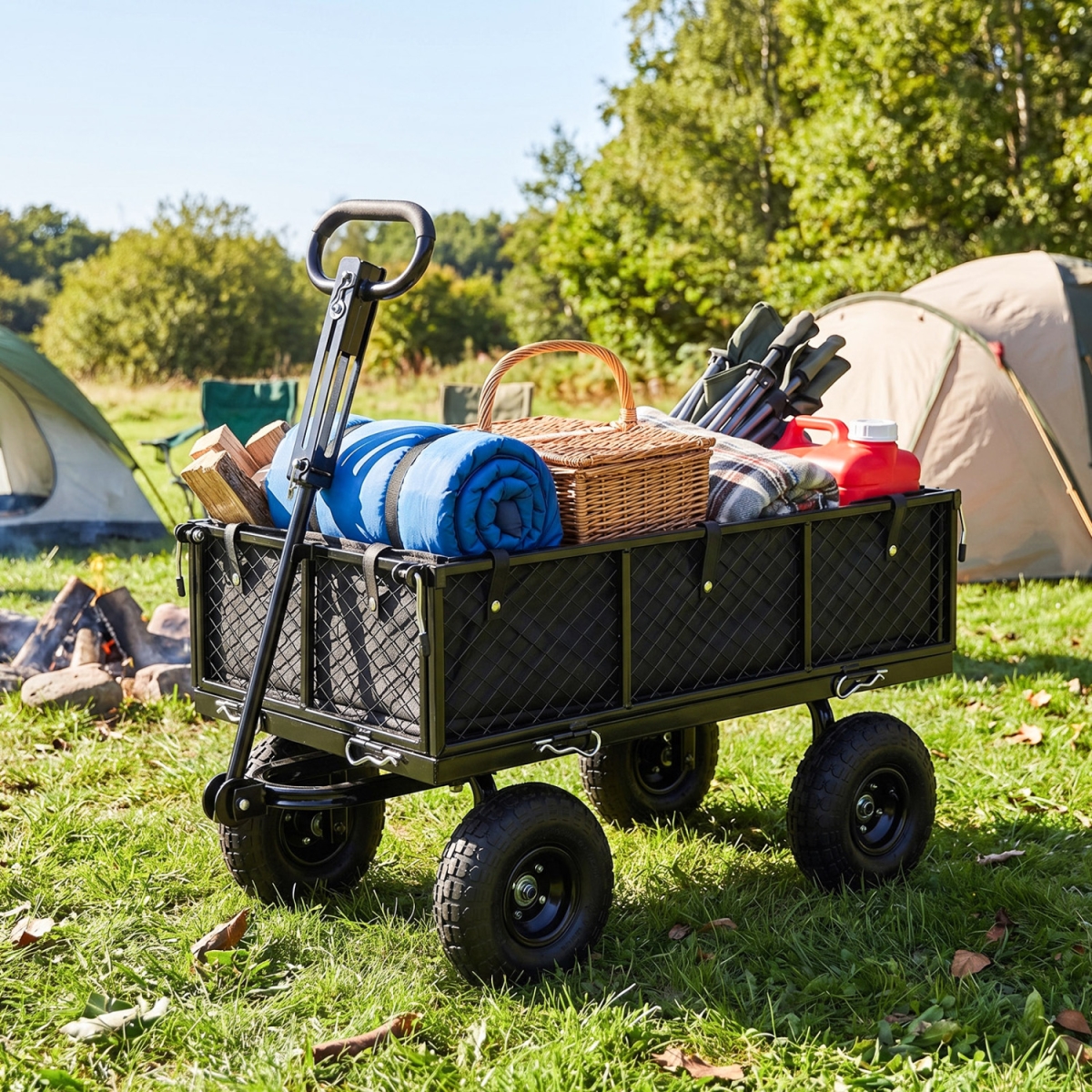 NP13543BK 880 lbs Utility Wagon Flatbed with Removable Oxford Cloth Liner - Black