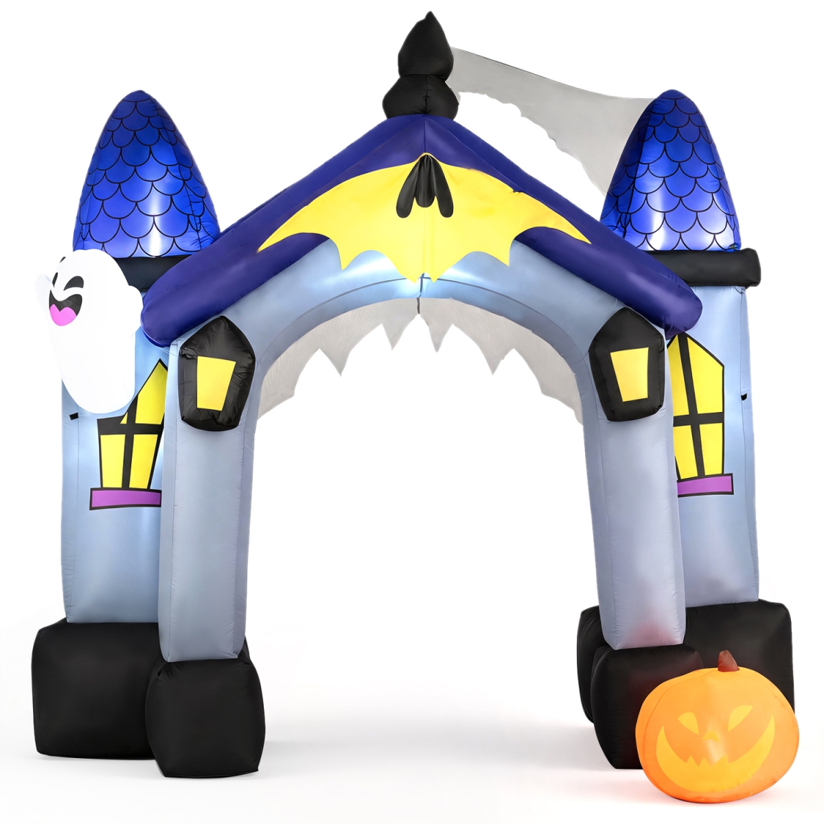 TT10049US 9 ft. Halloween Inflatable Archway with LED Lights Large Castle Blow Up Entrance Arch - Multi Color