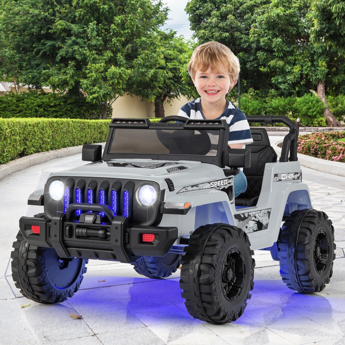 TY328019GR 12V Kids Ride-on Jeep Car with 2.4 G Remote Control - Gray