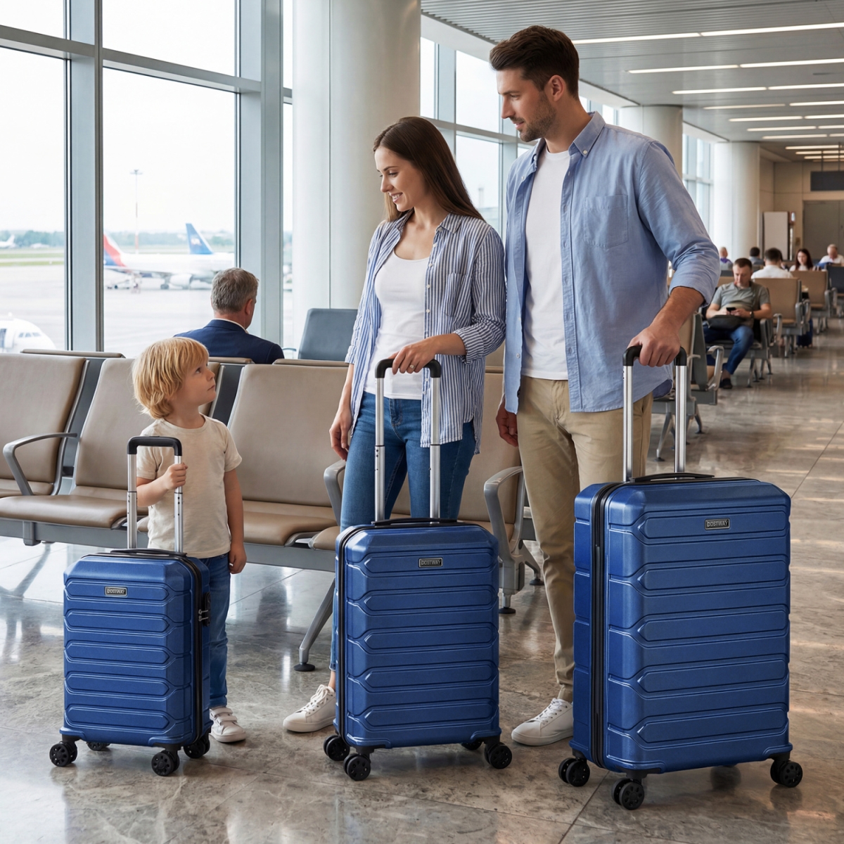 BL10020NY Hardside Luggage Set Lightweight Hardside Suitcases with 8-Spinner Wheels - Navy - 3 Piece