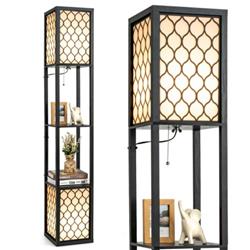 EU10046US Modern Shelf Freestanding Floor Lamp with Double Lamp Pull Chain & Foot Switch
