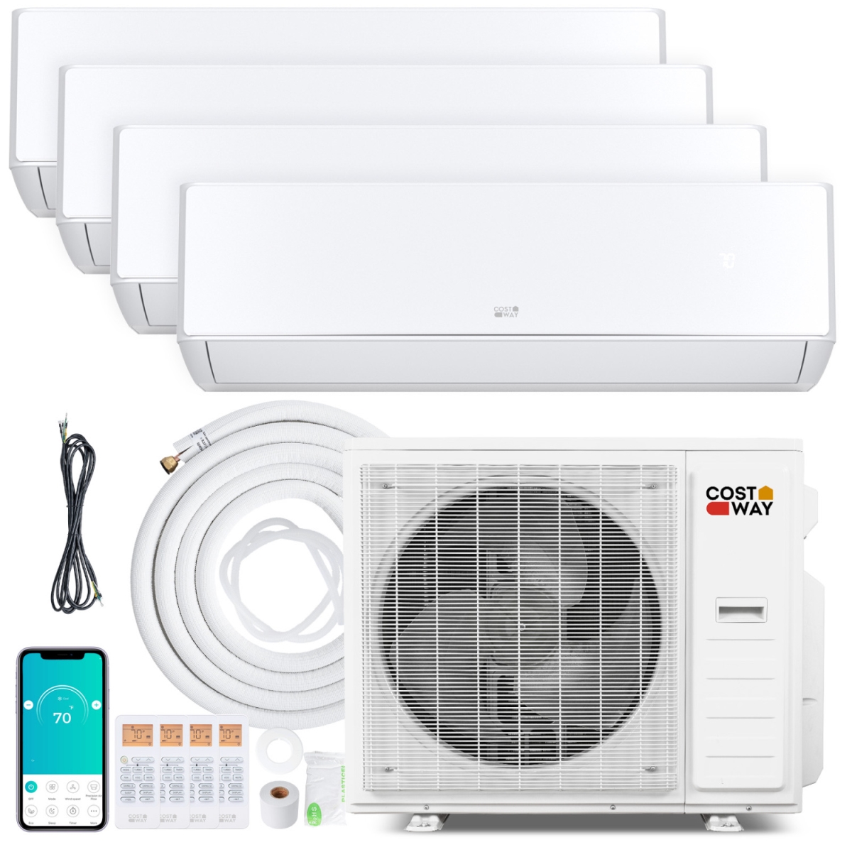 X-Pro-36K-20 X-Pro 35000 BTU 4 Zone 22.5 SEER2 Mini Split AC with Heat Pump - 9K-9K-9K-18K