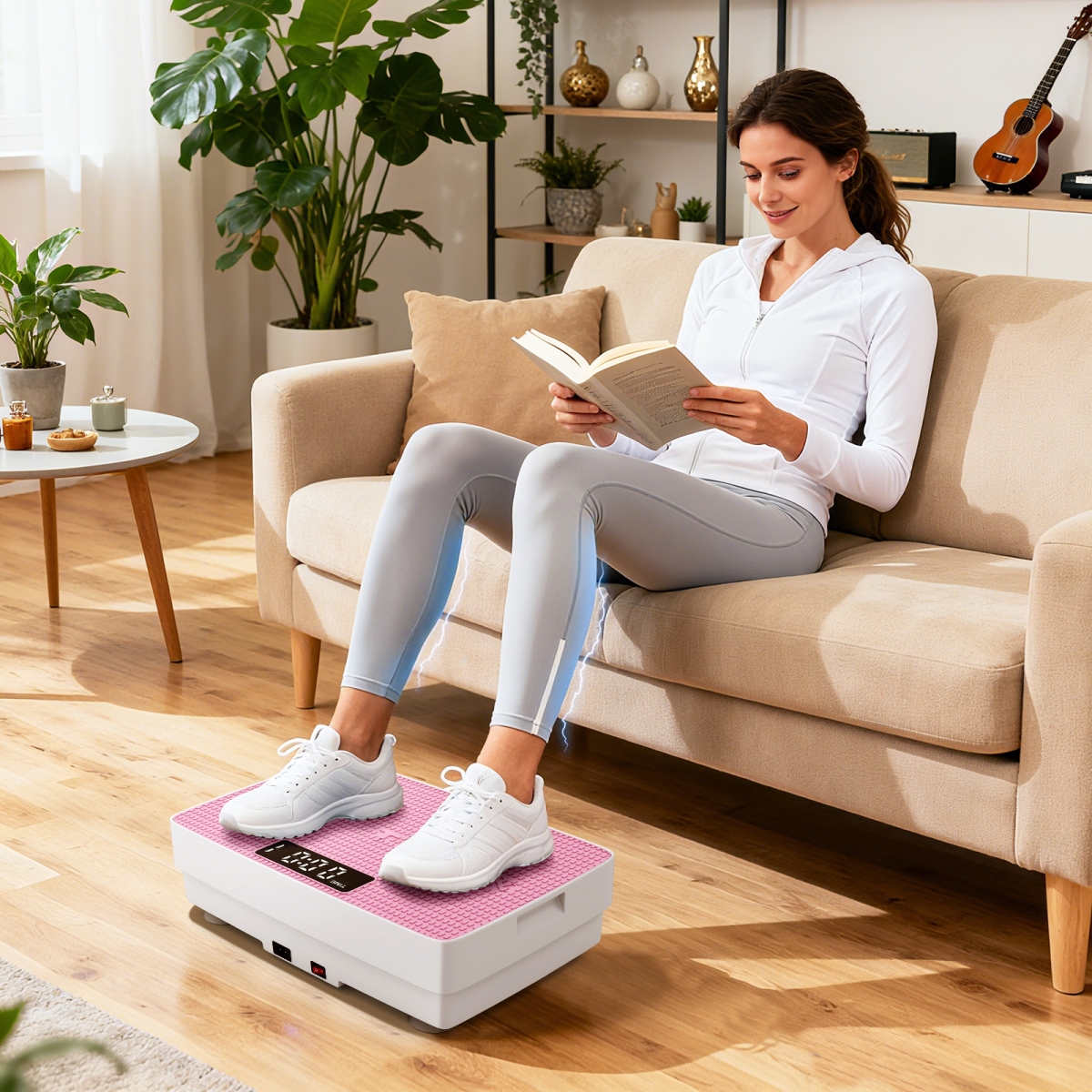 SP38579US-PI Vibration Plate Exercise Machine with Gravity Sensor & Remote Control for Home Gym - Pink
