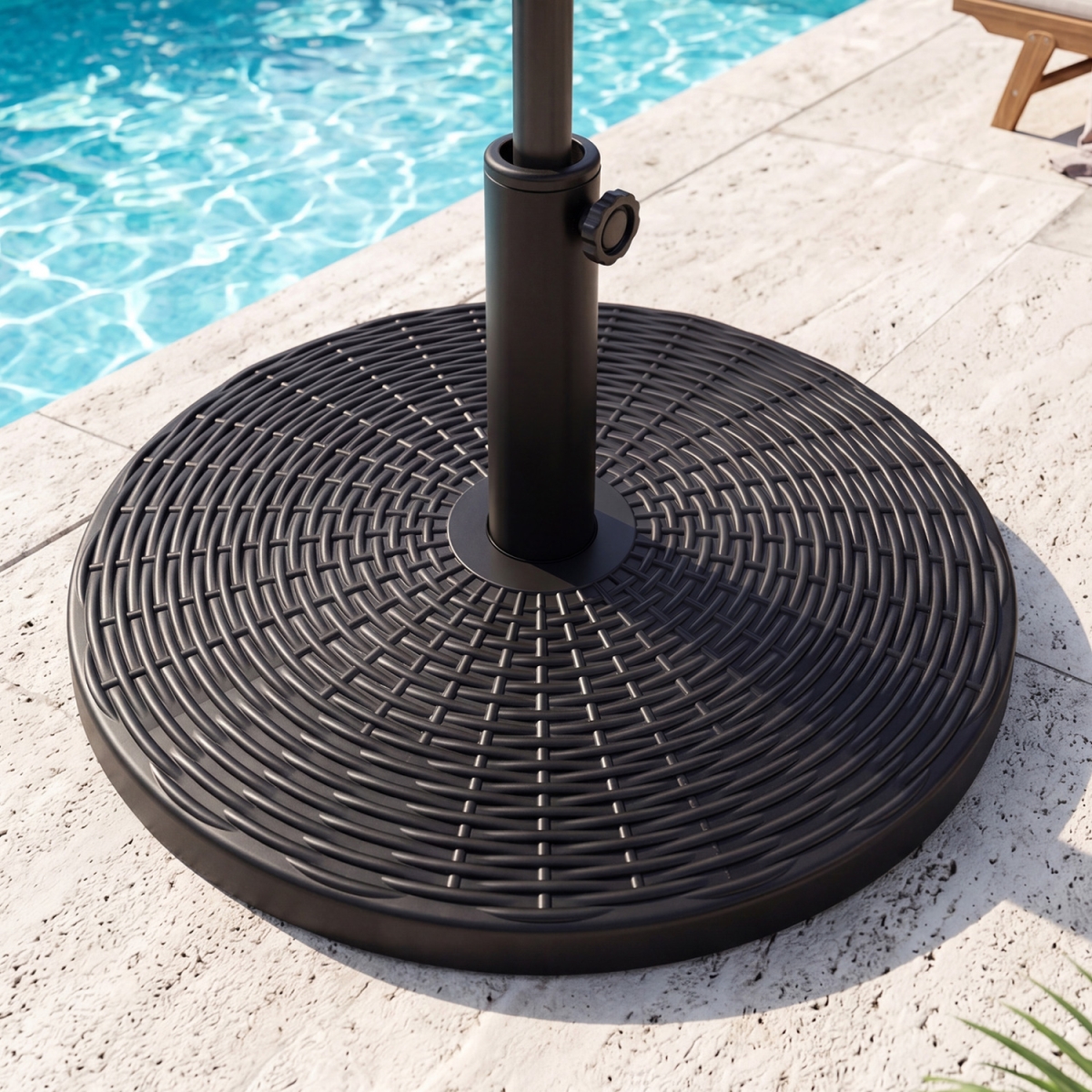 NP13434 Concrete Patio Umbrella Base with Rattan Pattern for Lawn