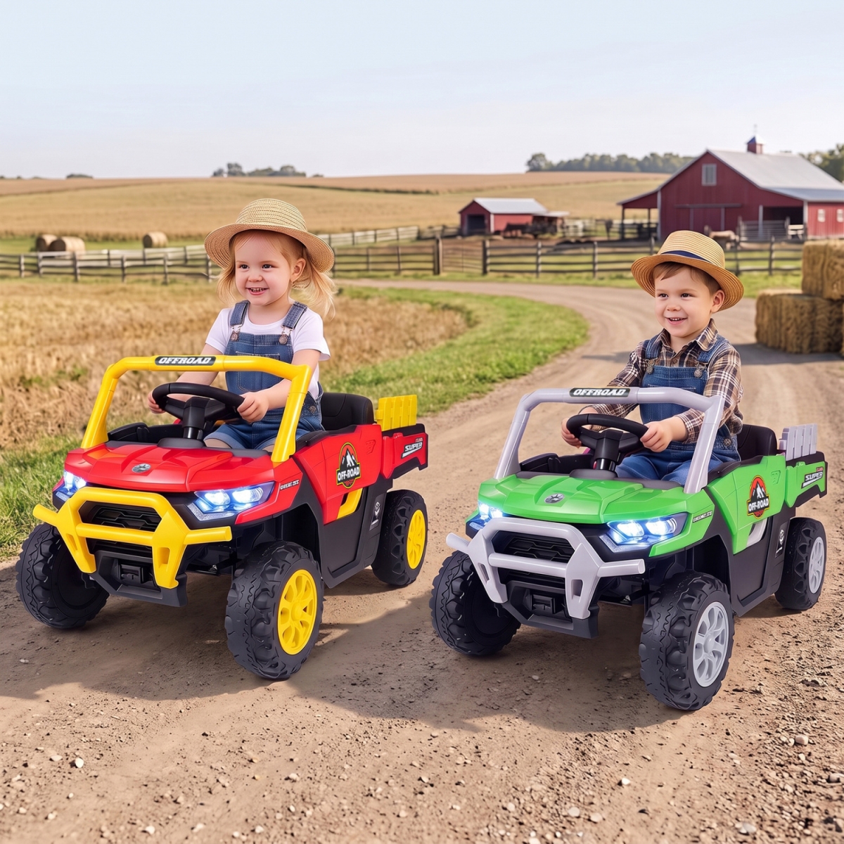 TQ10592US-GN 24V Ride on Dump Truck Car Off-Road with Remote Control & Music - Green