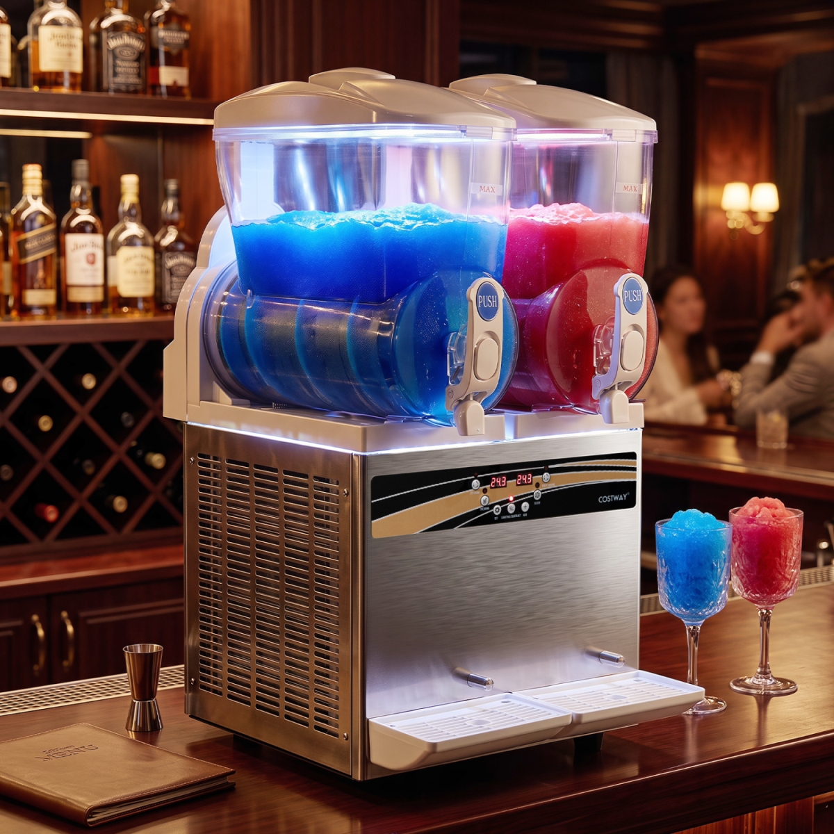 FP11250US-SL 8 gal Commercial Slushie Machine with LED Lights - Silver