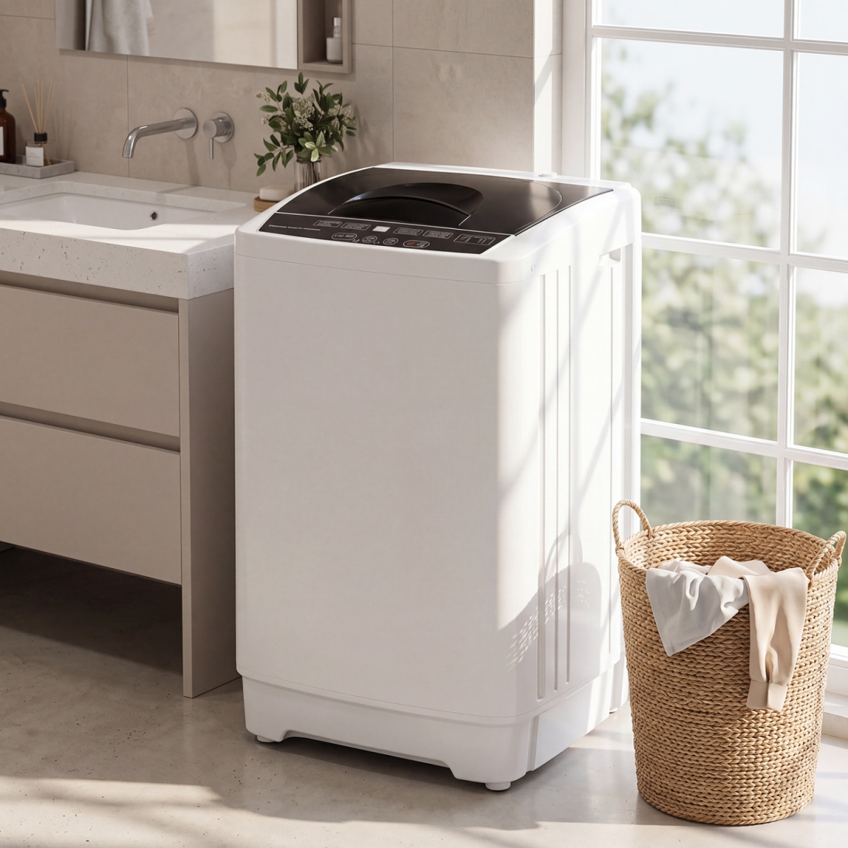 FP11187US-WH 9.93 lbs Full Automatic Washing Machine with 8 Preset Programs - White