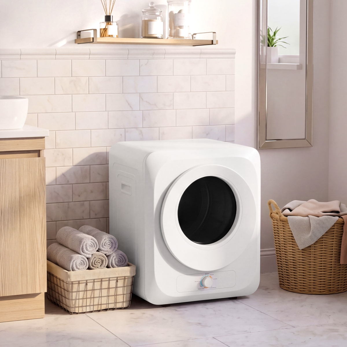 FP11243US-WH 120V Portable 1.5 Cu ft. Compact Laundry Dryer with 5 Drying Modes 850W Front Load - White