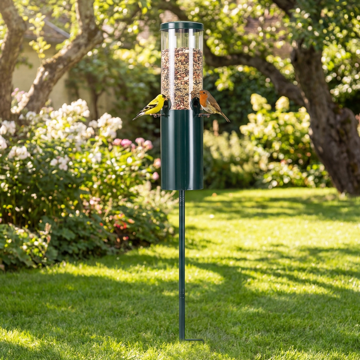 GT4622 10 lbs Large Capacity Squirrel Proof Bird Feeder with Pole Mount & Baffle