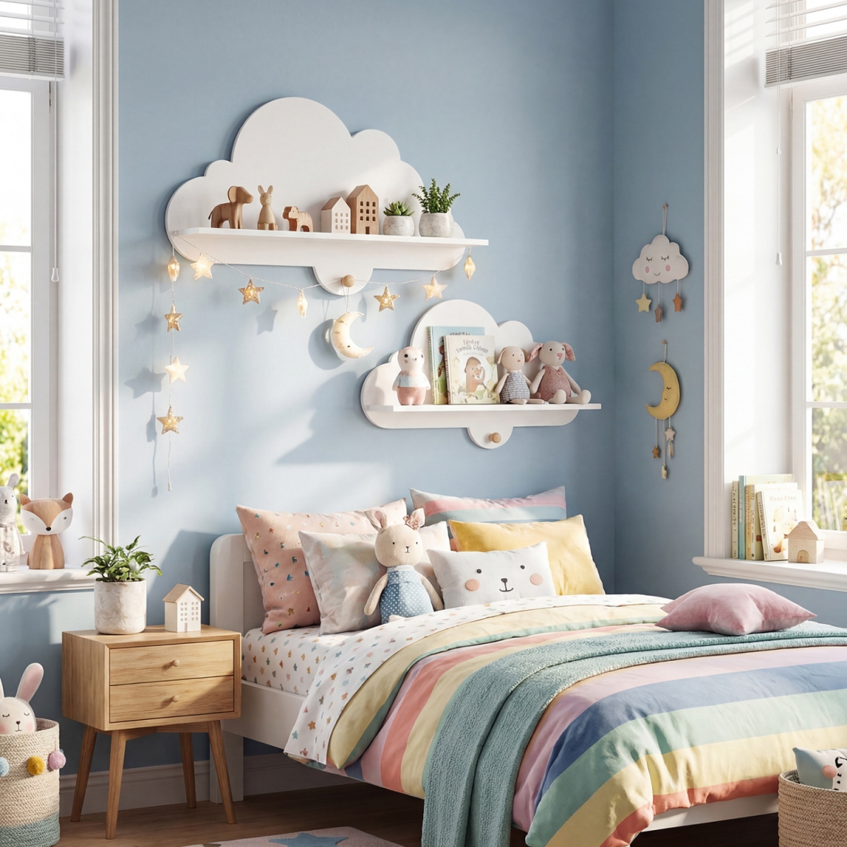 TP10535WH Floating Cloud Shelves Wall Mounted Storage Display Rack - White - 2 Piece