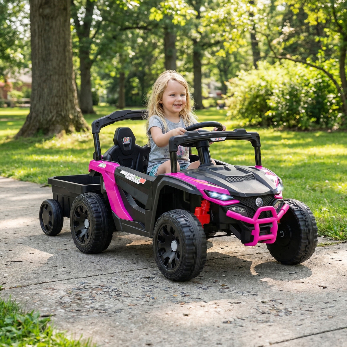 TQ10485US-MH 12V Battery Powered Ride on Tractor with Parent Remote Control - Black & Pink