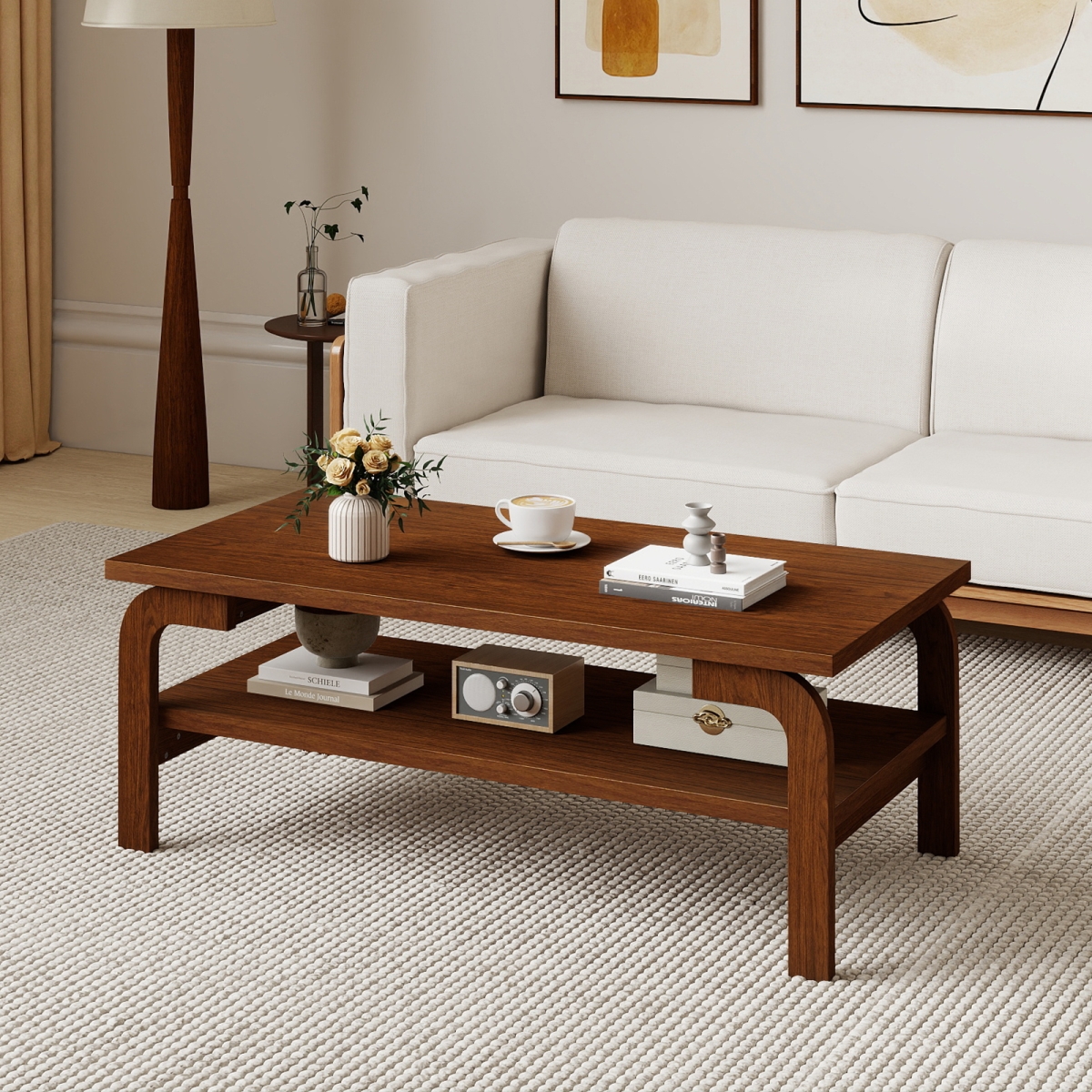 HV10629WN 47 in. Accent Rectangular Coffee Table for Living Room, Walnut