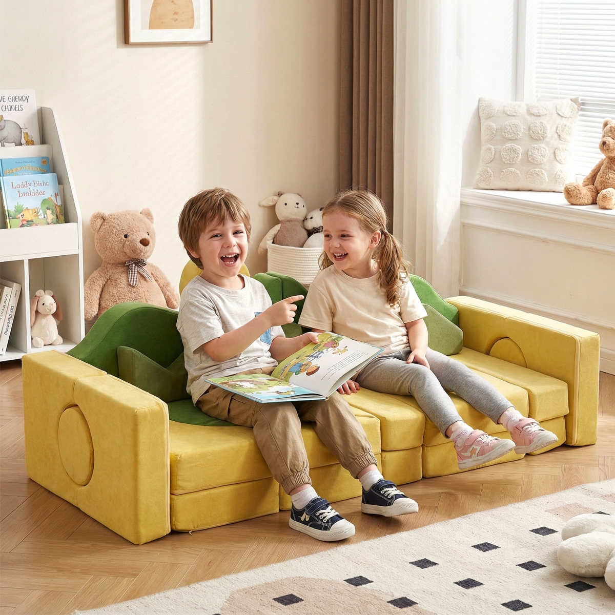 HY10518 Modular Kids Play Couch for Inspiring Creativity - Sunrise - 19 Piece