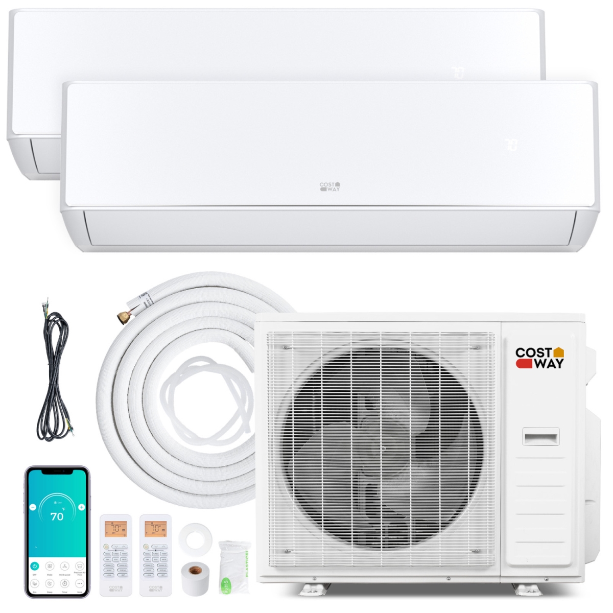 X-Pro-36K-6 X-Pro 35000 BTU 2 Zone 22.5 SEER2 Mini Split AC with Heat Pump - 18K-24K