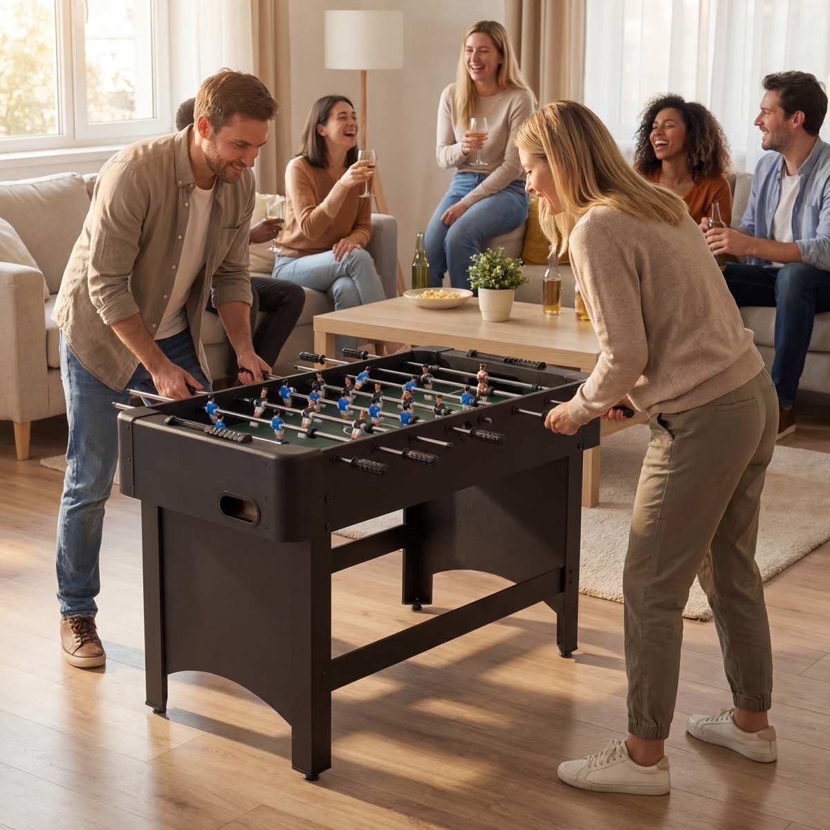 UY10252DK Foosball Table Competition Full Size Soccer Game Table with 22 Players - Black